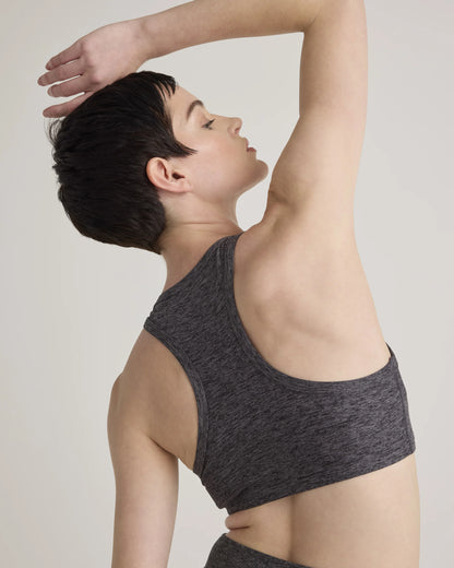Ultra-Soft V-Neck Racerback Bra - XS / Heather Black