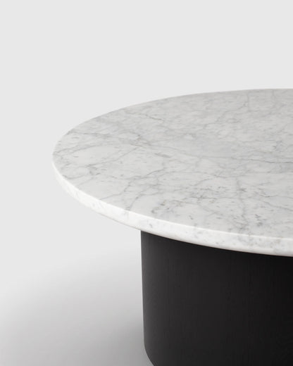 Marble and Oak Double Pedestal Coffee Table - One Size / White/Black
