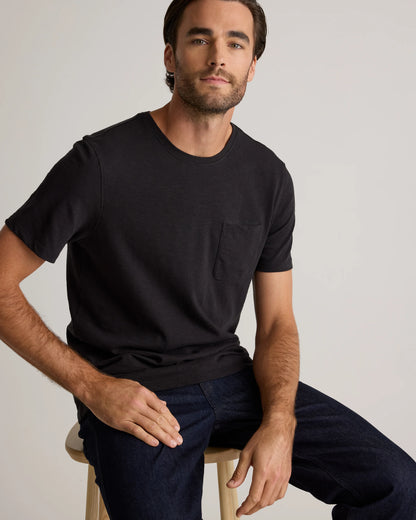 100% Organic Cotton Slub Pocket Tee - S / Bold Black