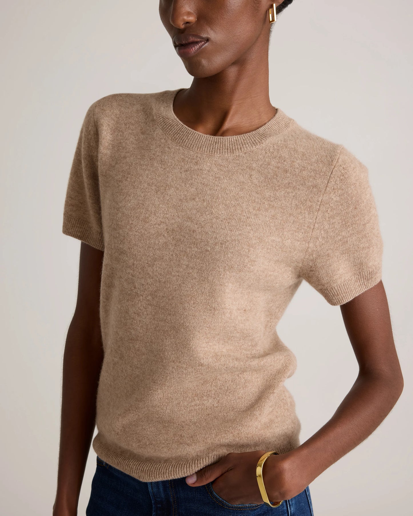 Mongolian Cashmere Tee - XS / Pale Custard Yellow