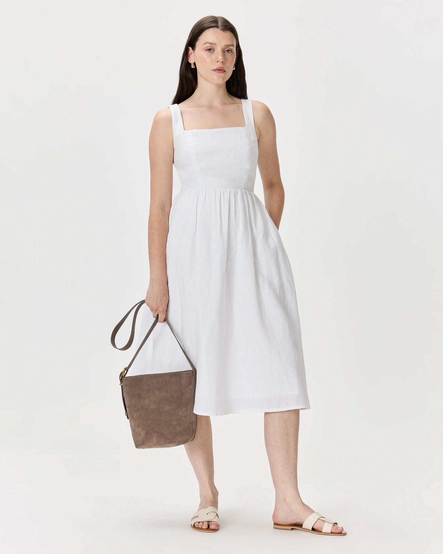 Italian Suede Bucket Crossbody - One Size / Sand