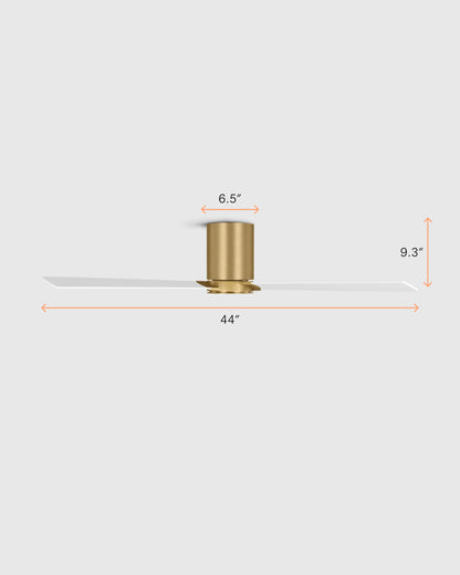 Minimalist Hugger Wood Blade Ceiling Fan - 44" / White