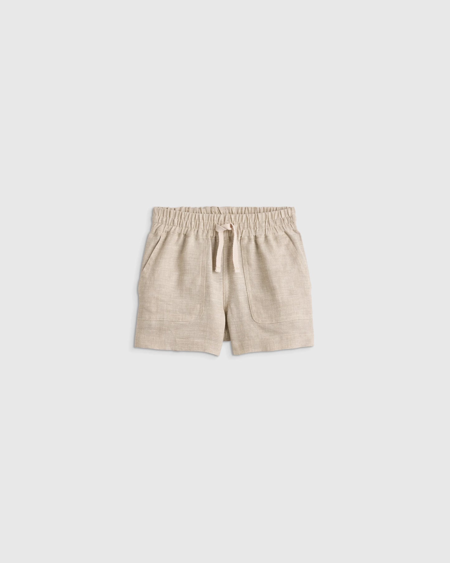 100% European Linen Drawstring Shorts - 2T / Vintage Pink Chambray