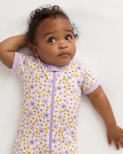 100% Organic Cotton Shortie Onesie Pajama - 0-3M / Animal Faces