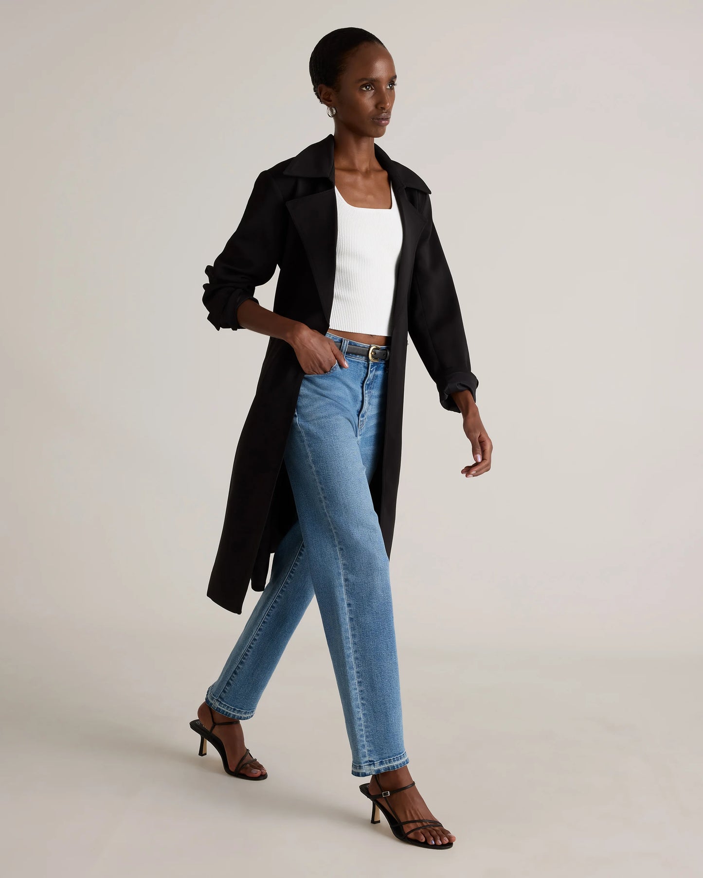 Stretch Crepe Trench Coat - XS / Olive