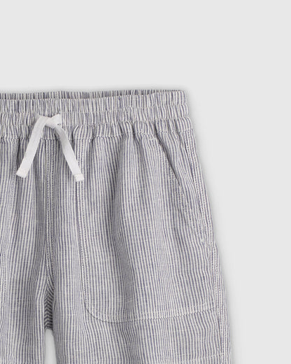 100% European Linen Drawstring Shorts - 2T / Vintage Pink Chambray