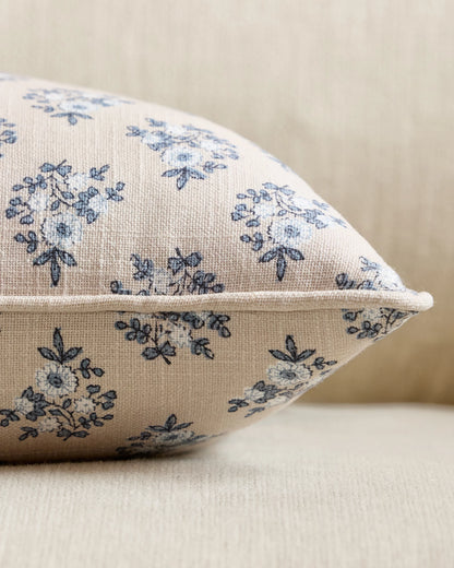 Piped Block Print Cotton Pillow Cover (Set of 2) - 12x20 / Natural