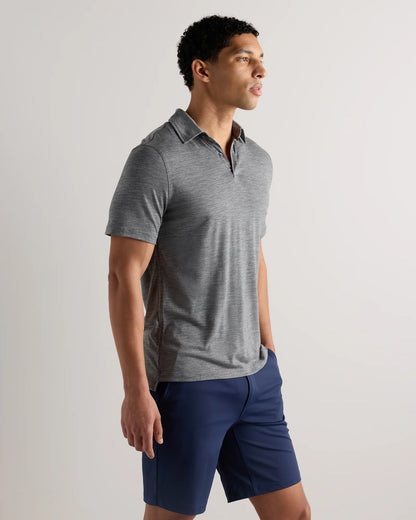 Extra-Fine Australian Merino Polo - XS / Light Blue Heather