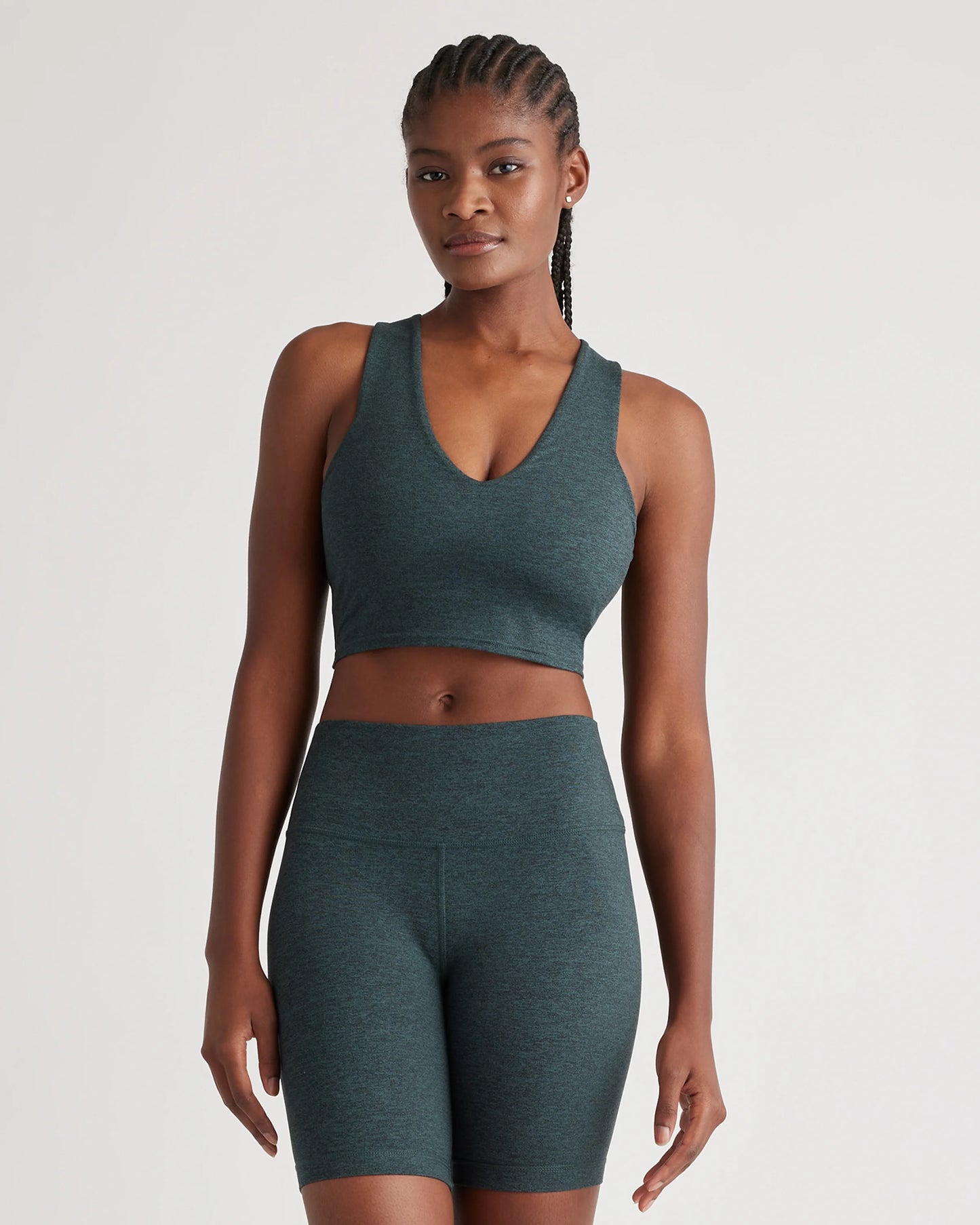 Ultra-Soft V-Neck Cropped Tank - XS / Heather Navy