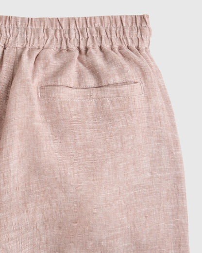 100% European Linen Drawstring Shorts - 6 / Vintage Pink Chambray
