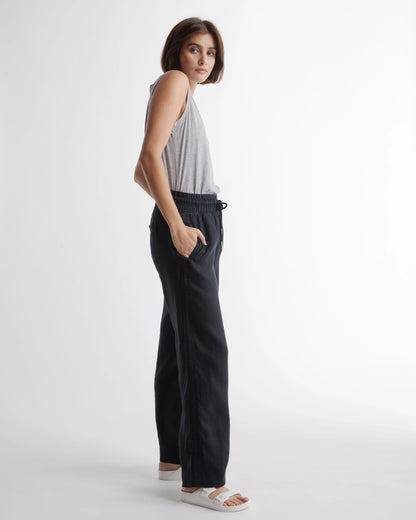 100% European Linen Wide Leg Pants - XS / Bayberry Olive