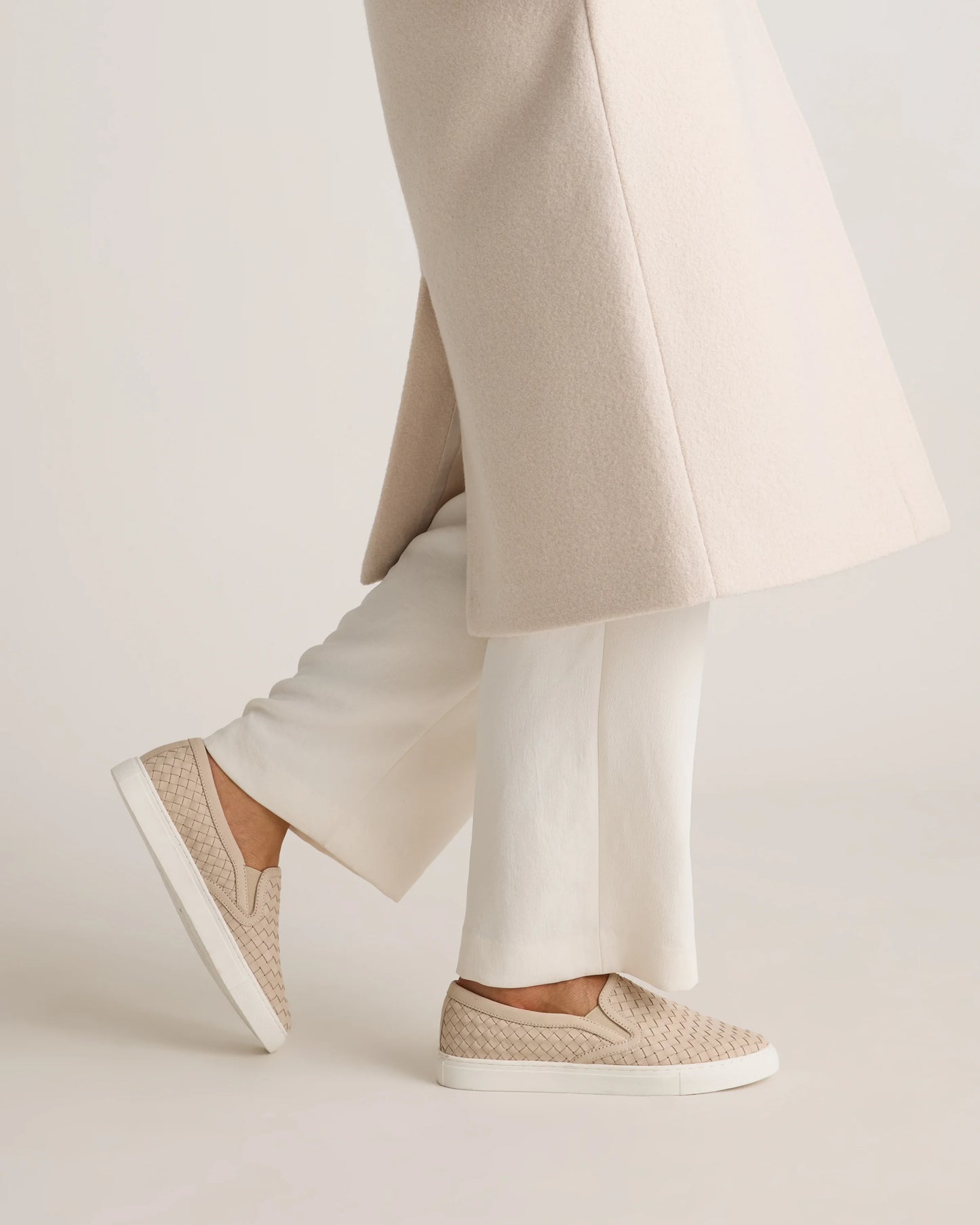 100% Handwoven Leather Slip On Sneaker - 5 / Almond