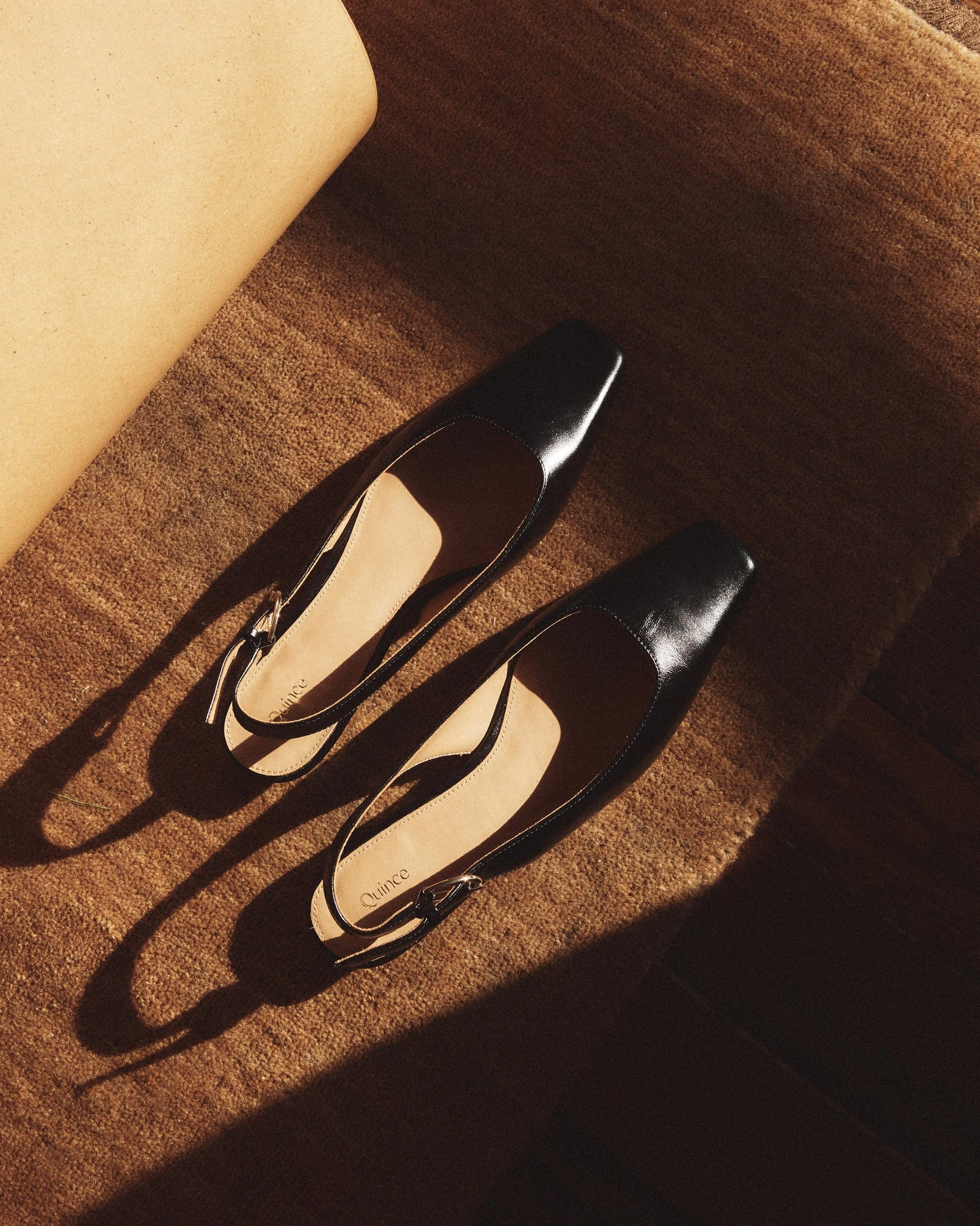 Italian Leather Slingback Flat - 5 / Bone