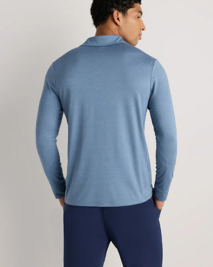 Flowknit Breeze Performance Long Sleeve Polo - XS / Heather Black