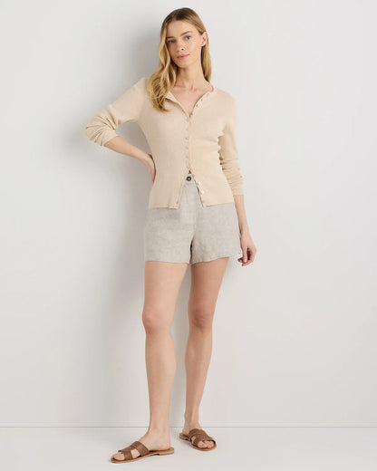 100% European Linen Trouser Shorts - 0 / Bayberry Olive