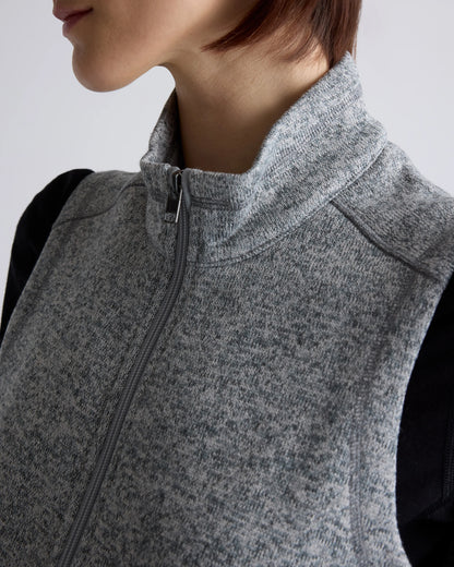 Sweater-Knit Fleece Full-Zip Vest - XS / Heather Mineral Green