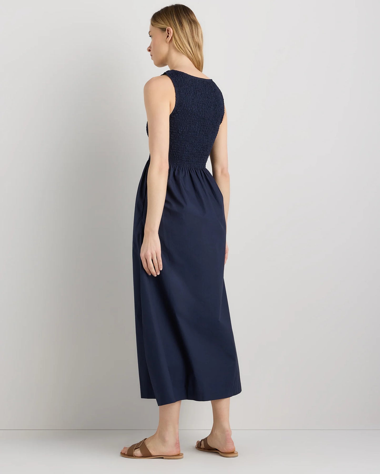 100% Organic Cotton Poplin Boat Neck Maxi Dress - XS / Black