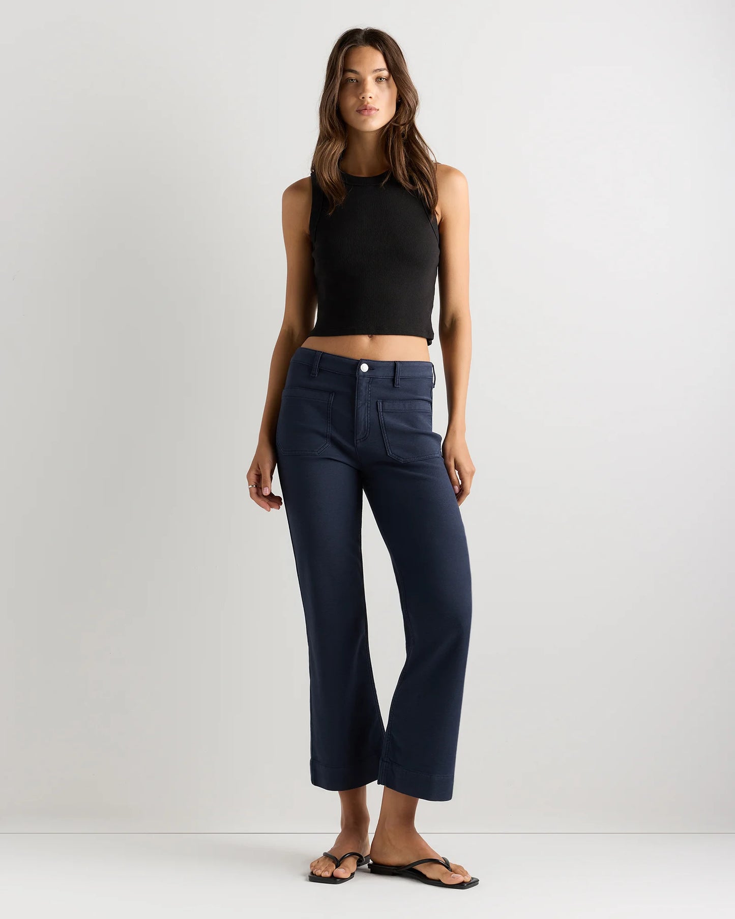 French Terry Wide Leg Pants - 0 / Deep Navy
