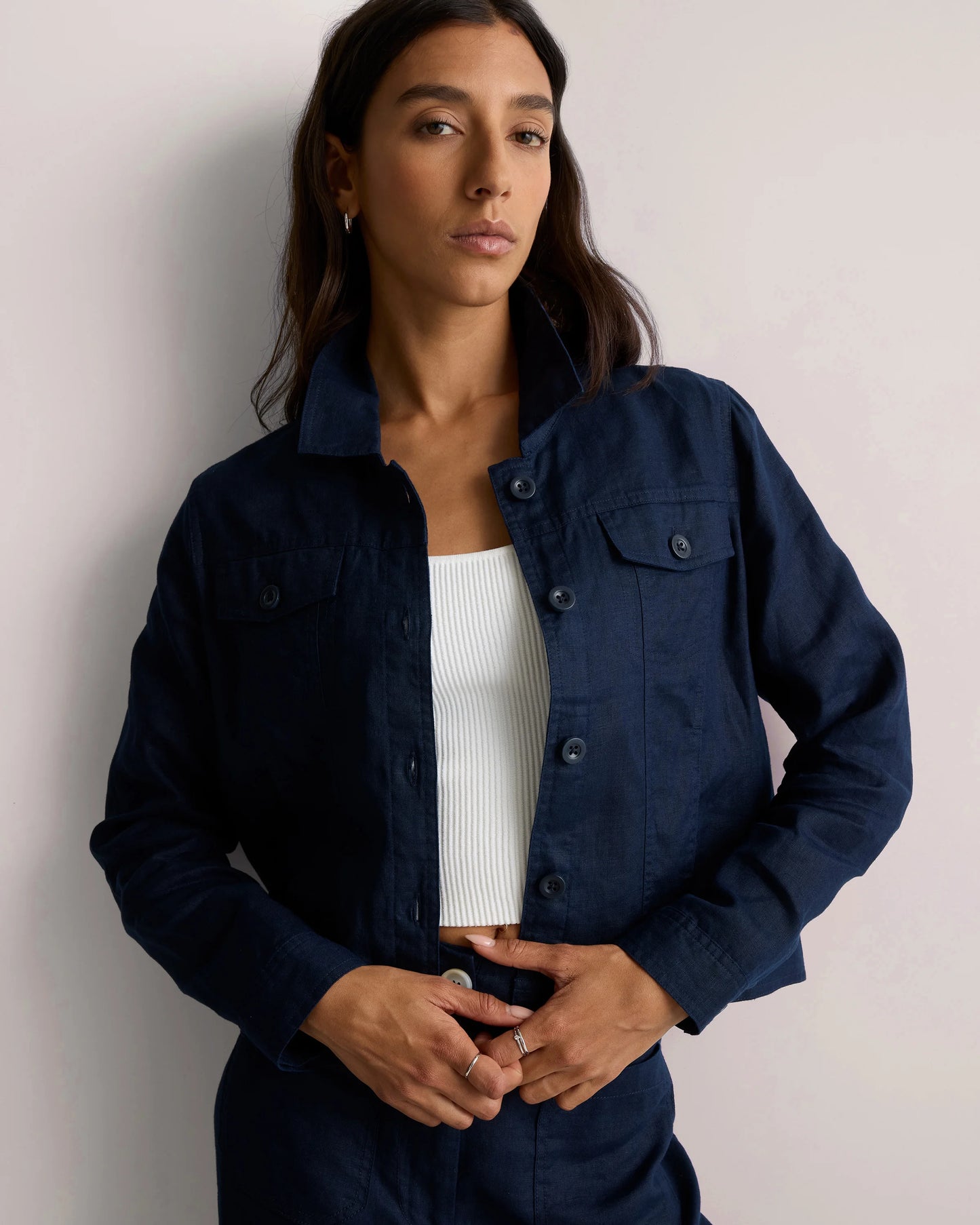 100% European Linen Jacket - XS / Flax