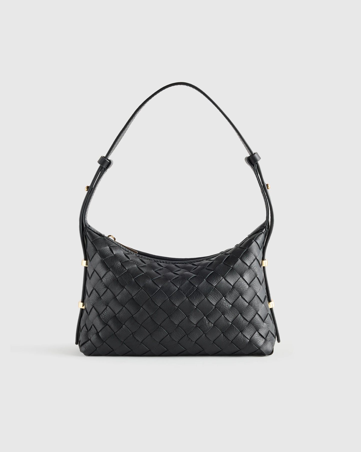 Italian Leather Handwoven Mini Bag - One Size / Black