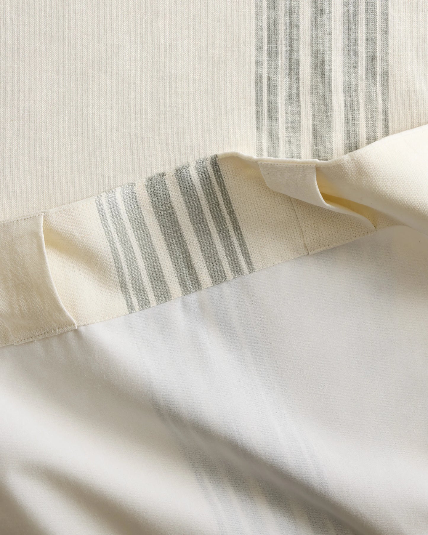 Coastal Stripe Linen Cotton Curtain - Single Panel - 48x84 / Ivory/Fog