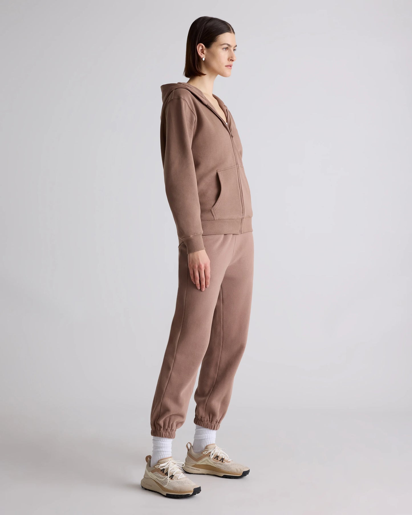 Organic Heavyweight Fleece Full Zip Hoodie - XS / Taupe