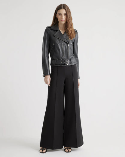 Ultra-Stretch Ponte Super Wide Leg Pants - XS / Black