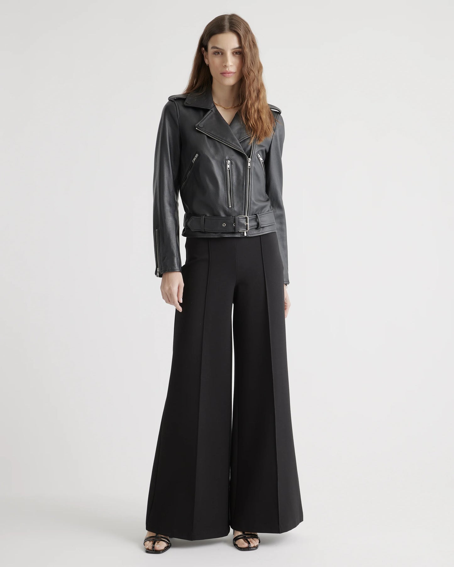 Ultra-Stretch Ponte Super Wide Leg Pants - XS / Black