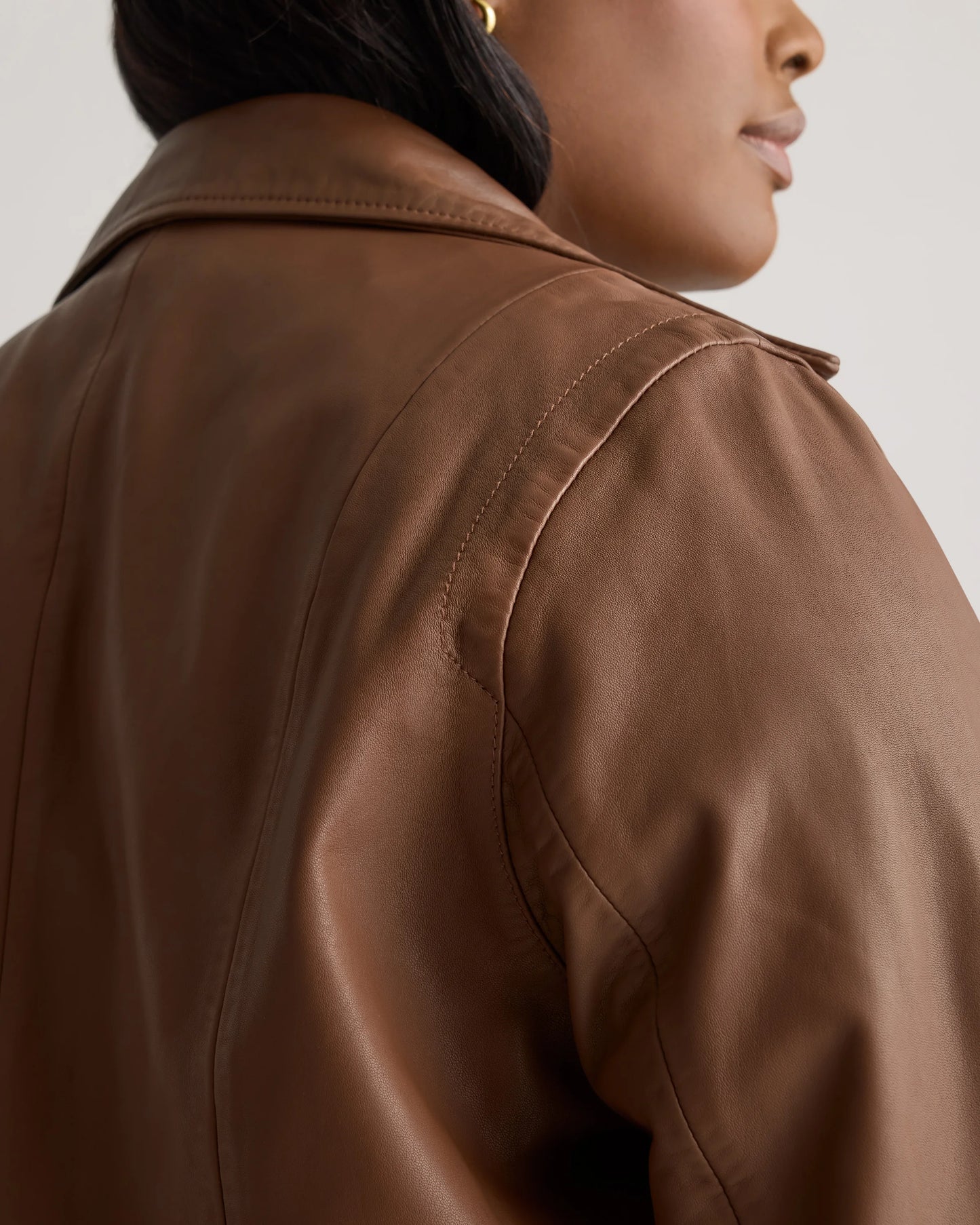 100% Washed Leather Biker Jacket - 1X / Burnt Umber
