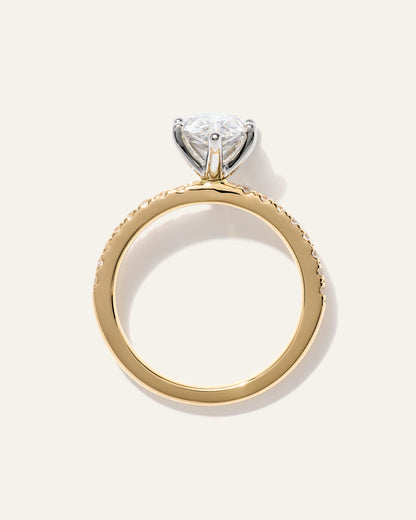 Lab Grown Diamond Pear Petite Pave Engagement Ring - 2ct - 4 / Yellow Gold