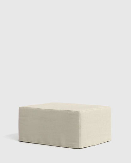 Ellery Slipcover Ottoman in Performance Linen - One Size / Sand