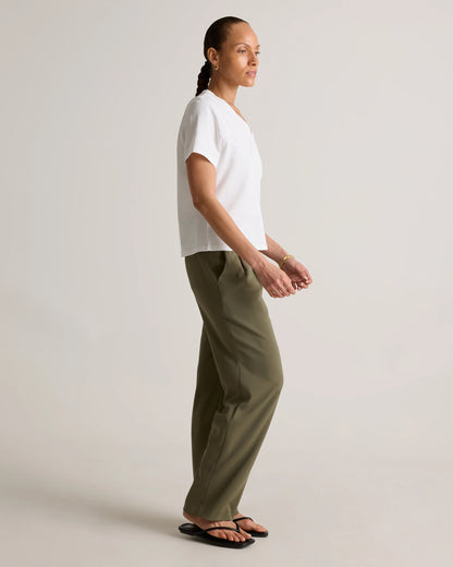 100% Organic Cotton Boxy V-Neck Tee - XS / Dusty Beige