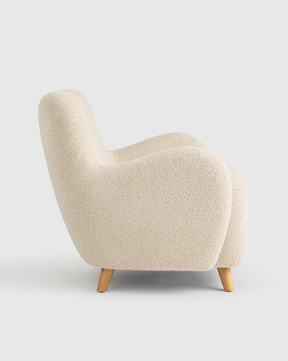 Teddy Boucle Petite Wingback Accent Chair - One Size / Oatmeal