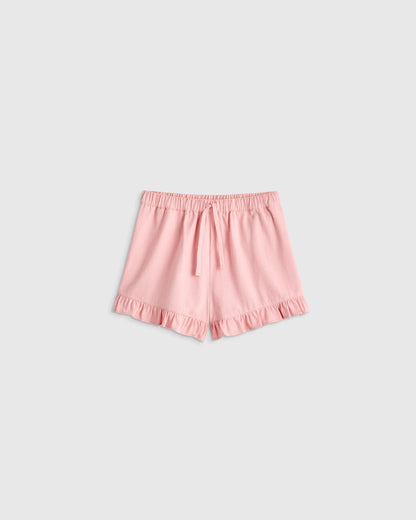 Girls Ruffle Hem Woven Short - 4T / Coral Pink