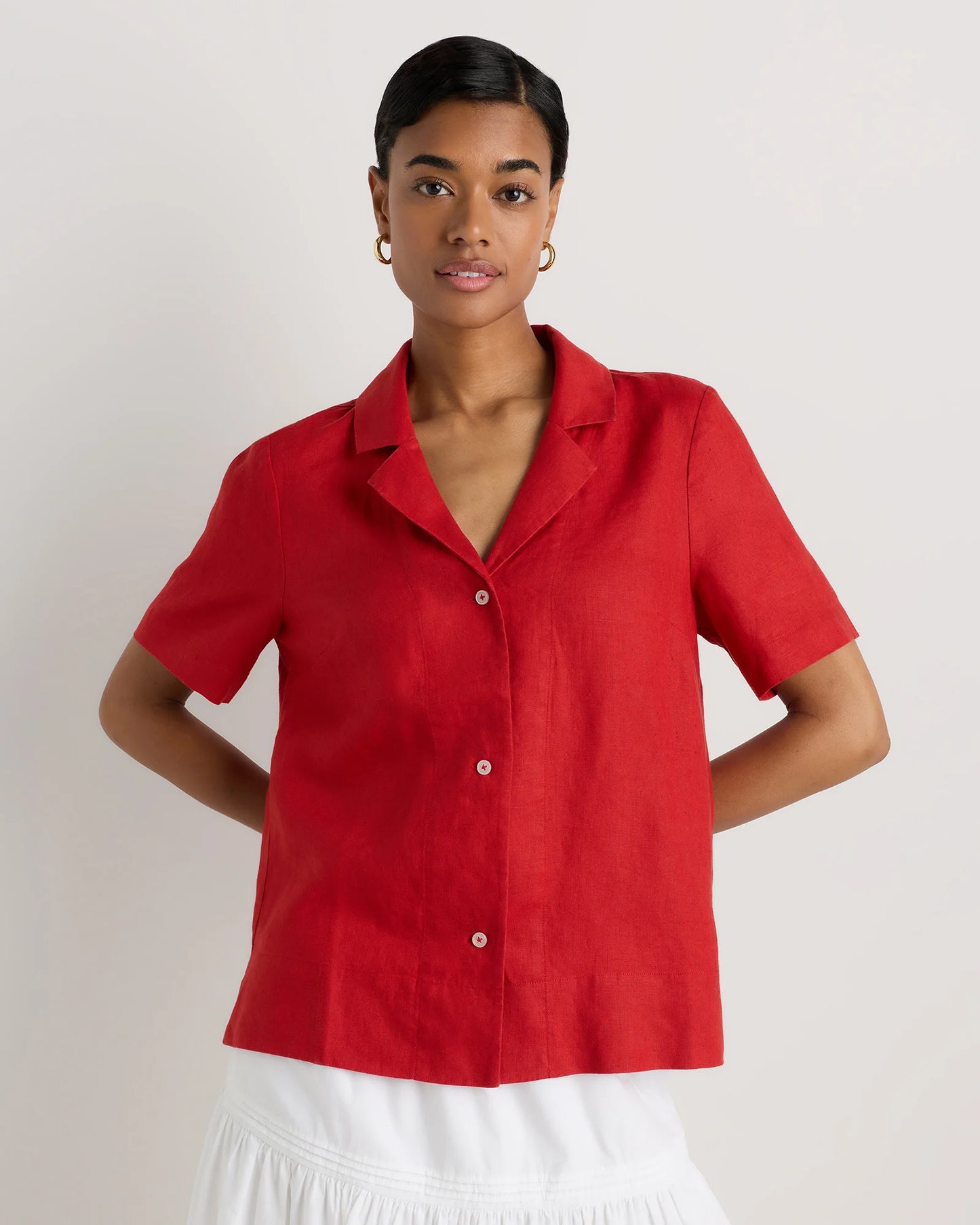 100% European Linen Short Sleeve Shirt - XS / Moonstone Blue