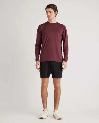 Flowknit Breeze Performance Long Sleeve Henley Tee - XS / Olive