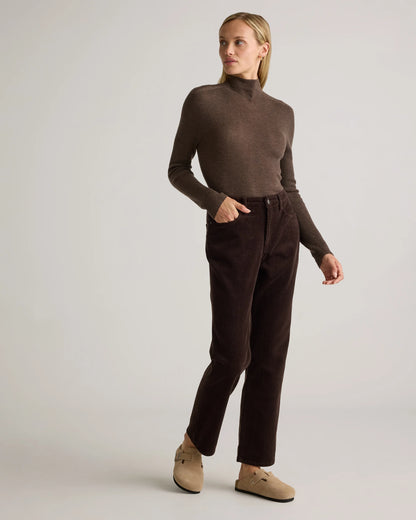 Organic Stretch Corduroy Straight Leg Pants - 0 / Espresso