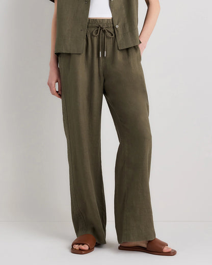 100% European Linen Wide Leg Pants - XS / Flax