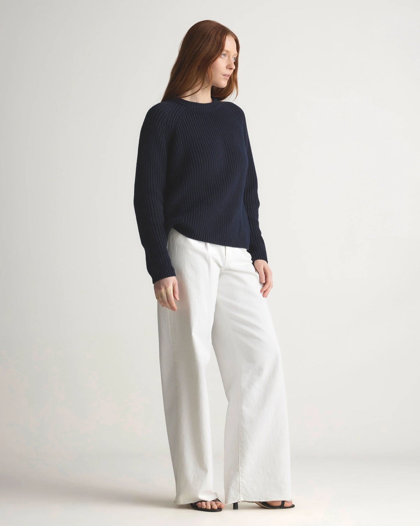 100% Organic Cotton Fisherman Crew Sweater - XS / Sapphire Blue