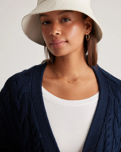 100% Organic Cotton Oversized Cable Cardigan - XS / Heather Brown