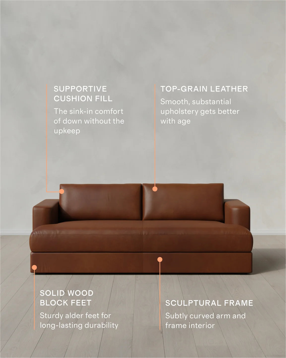 Sierra Curved Arm Sofa in Leather - 7ft / Auburn