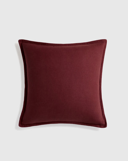 European Linen Piped Euro Sham - Euro / White/Cherry