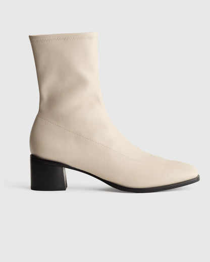 Italian Leather Stretch Sock Bootie - 5 / Black