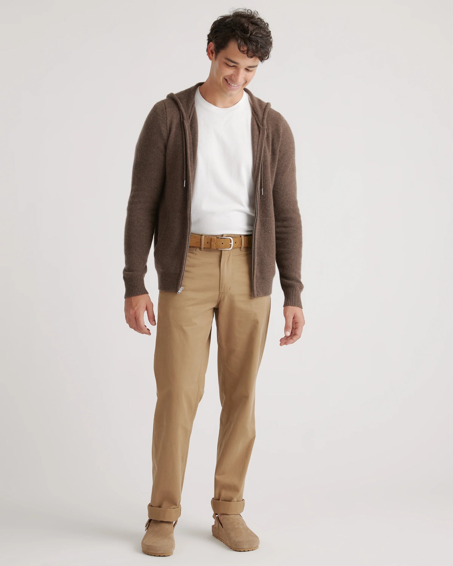 Mongolian Cashmere Full-Zip Hoodie - S / Teak
