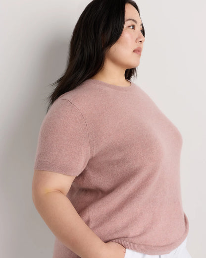 Mongolian Cashmere Tee - 1X / Heather Vintage Pink