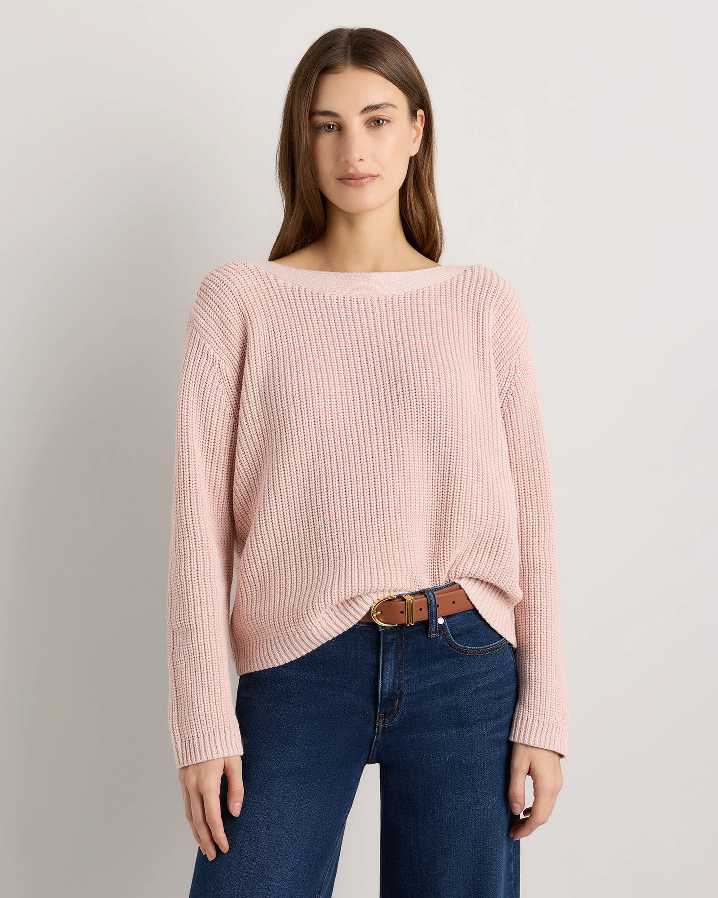 100% Organic Cotton Fisherman Boatneck Sweater - XS / Navy