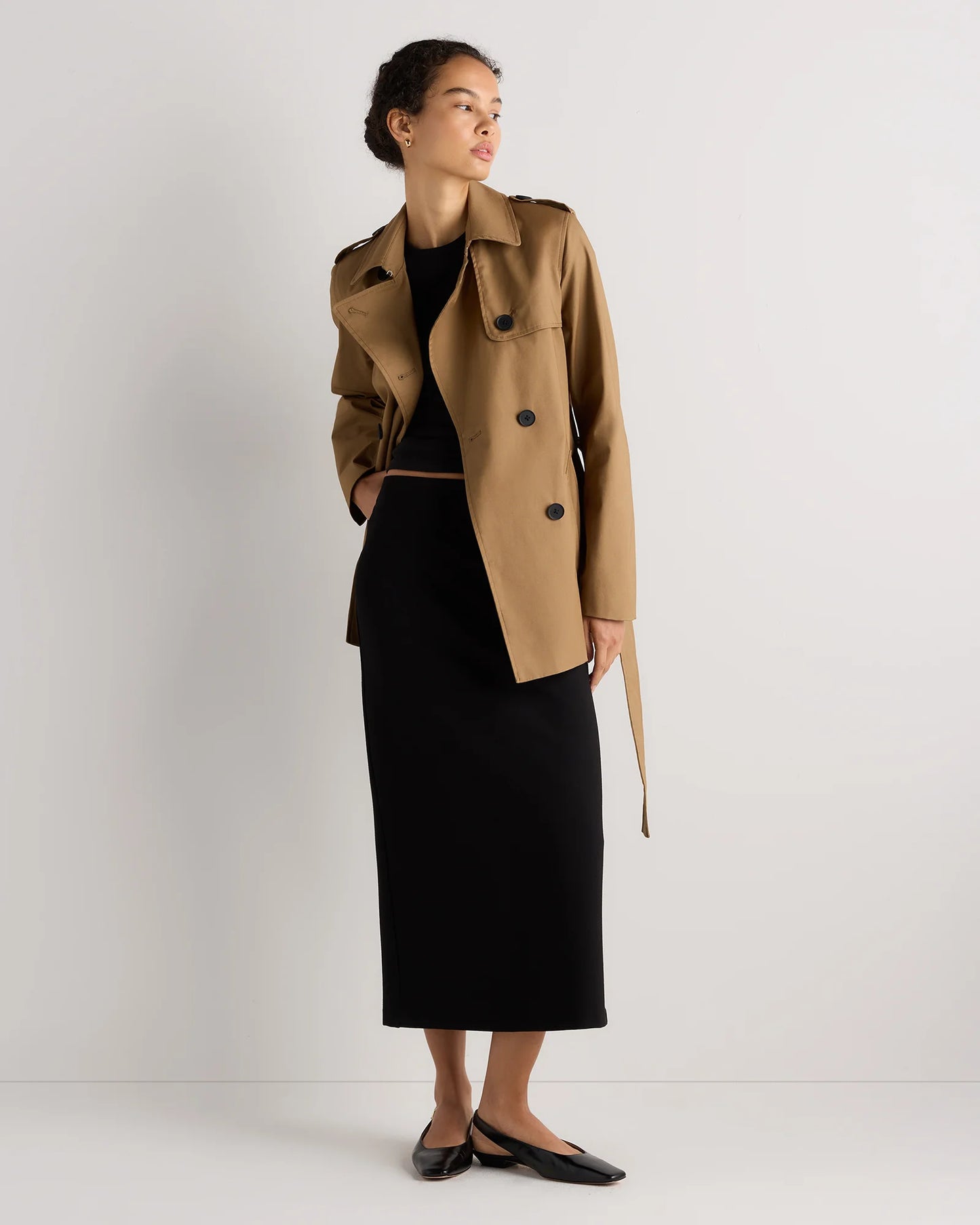 Comfort Stretch Short Trench Coat - XS / Coffee Bean Brown