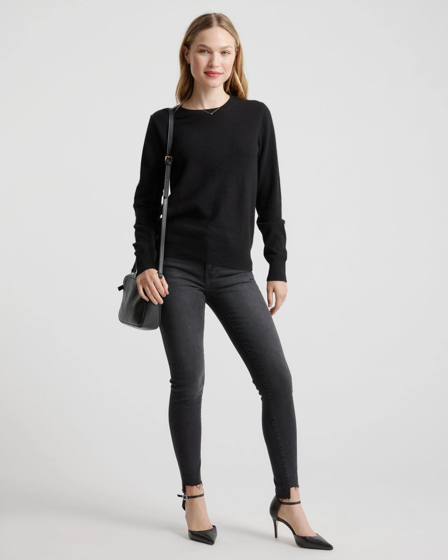 Italian Leather Crossbody Bag - One Size / Black Croco