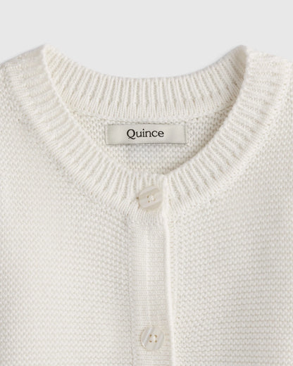 100% Organic Cotton Sweater Cardigan - 0-3M / Ivory