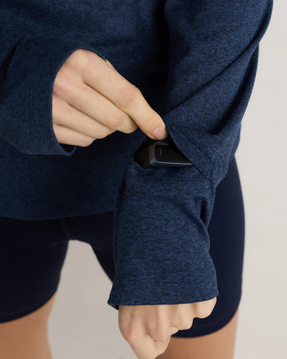 Flowknit Quarter-Zip Pullover - XS / Heather Deep Navy